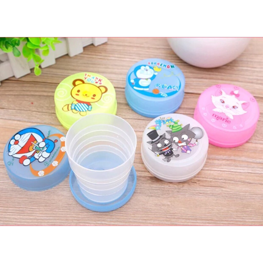 Combo 5 ly nước gấp gọn hình thú nhiều màu đa dạng
