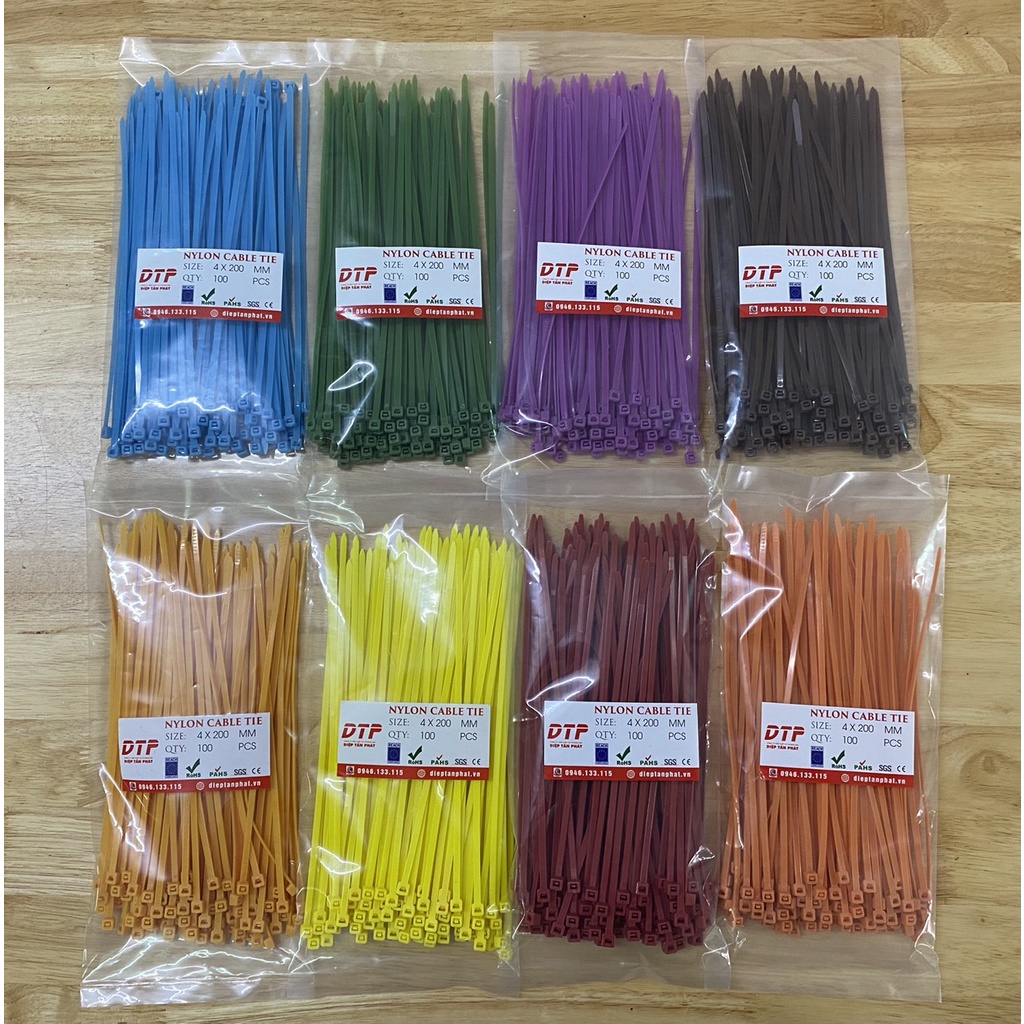 Túi 100 dây rút nhựa, dây thít nhựa 10cm-20cm