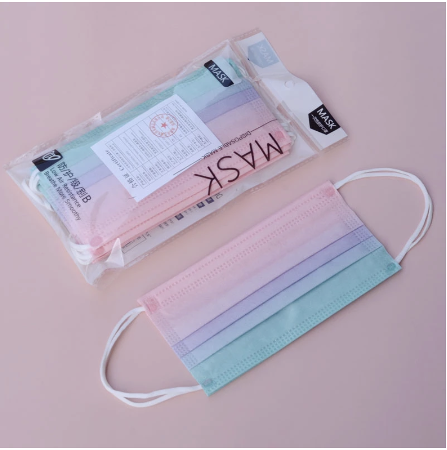 Set 10 Khẩu Trang Pastel Cầu Vồng Hot Trend Mix Full Màu Hàng Quảng Châu Chuẩn Chất Lượng VF