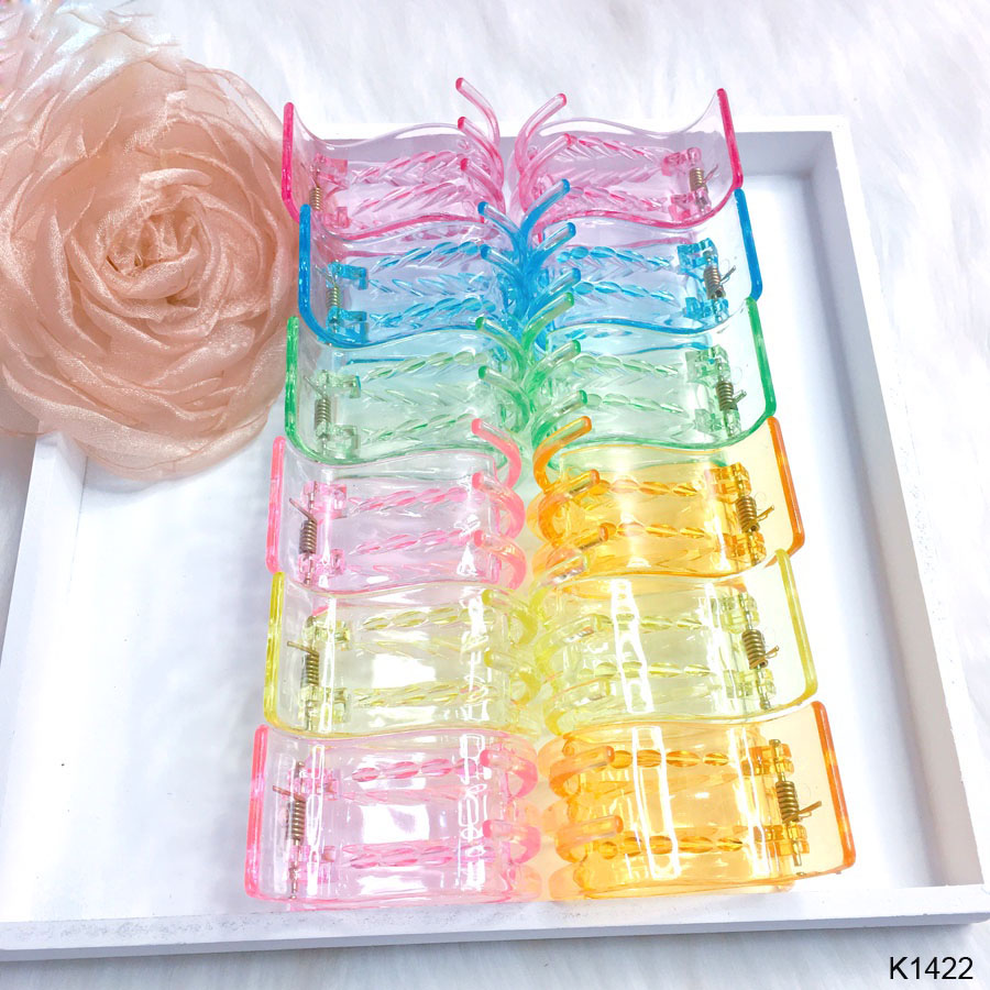 Set 12 kẹp tóc càng cua màu NHẠT trong suốt PHỤ KIỆN 68
