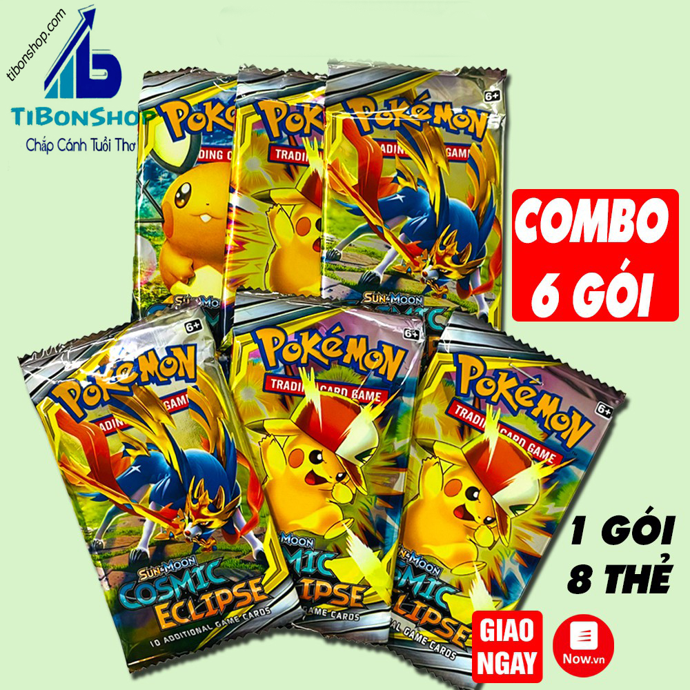 Combo 6 bộ thẻ bài pokemon - thẻ bài pokemon - 1 bộ 8 lá bài