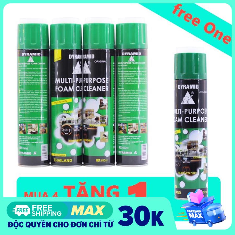 [MUA 4 TẶNG 1] Combo 4 Chai Xịt Bọt Vệ Sinh Ghế Da Ô Tô (Màu Xanh)