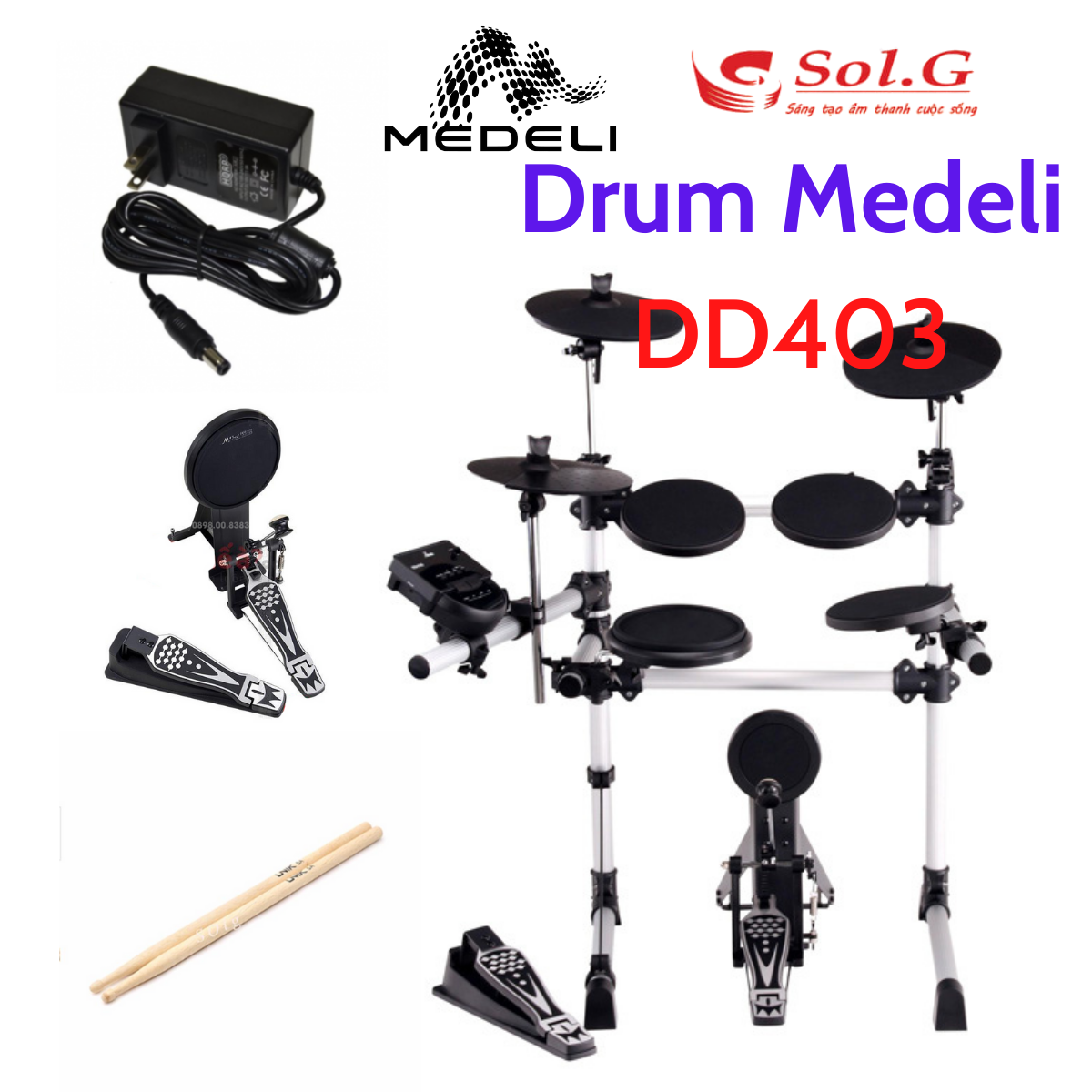 Trống điện tử medeli dd403 - digital drum dd403 nhập khẩu chính hãng - phân phối sol.g
