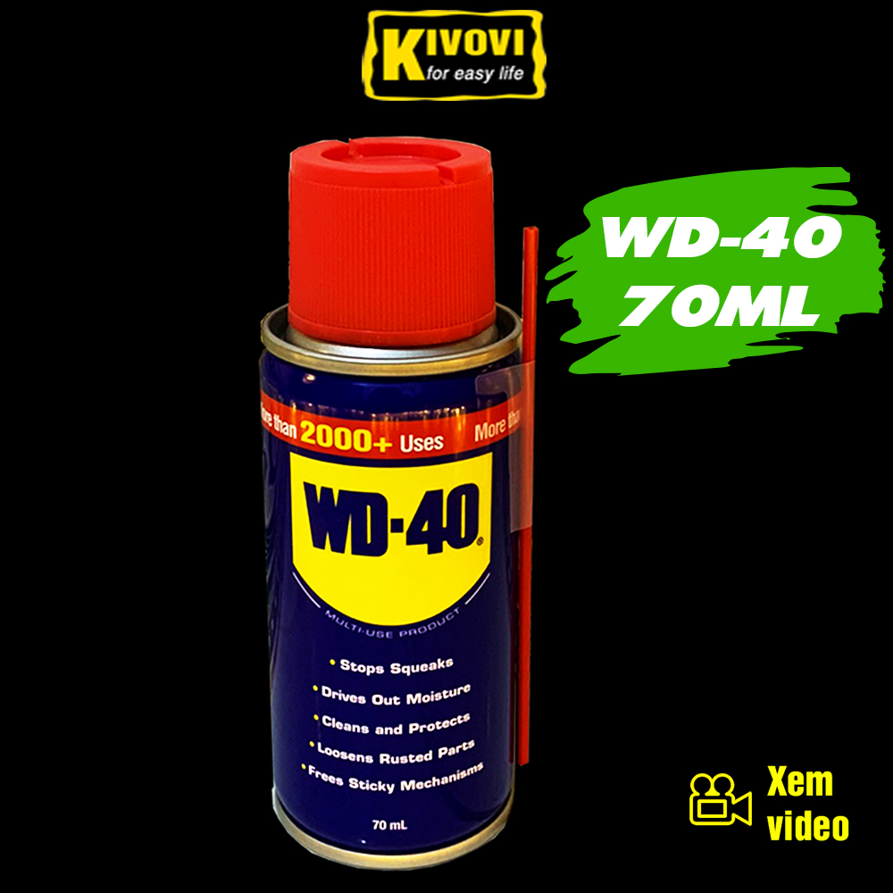 Chai Xịt Chống Rỉ Sét Và Bôi Trơn Sên Xe Máy WD-40 70ml - Bình Xịt Bôi Trơn Xích Xe Đạp,Xe Máy, Ô Tô Động Cơ và Đồ Gia Dụng WD 40 - Kivovi