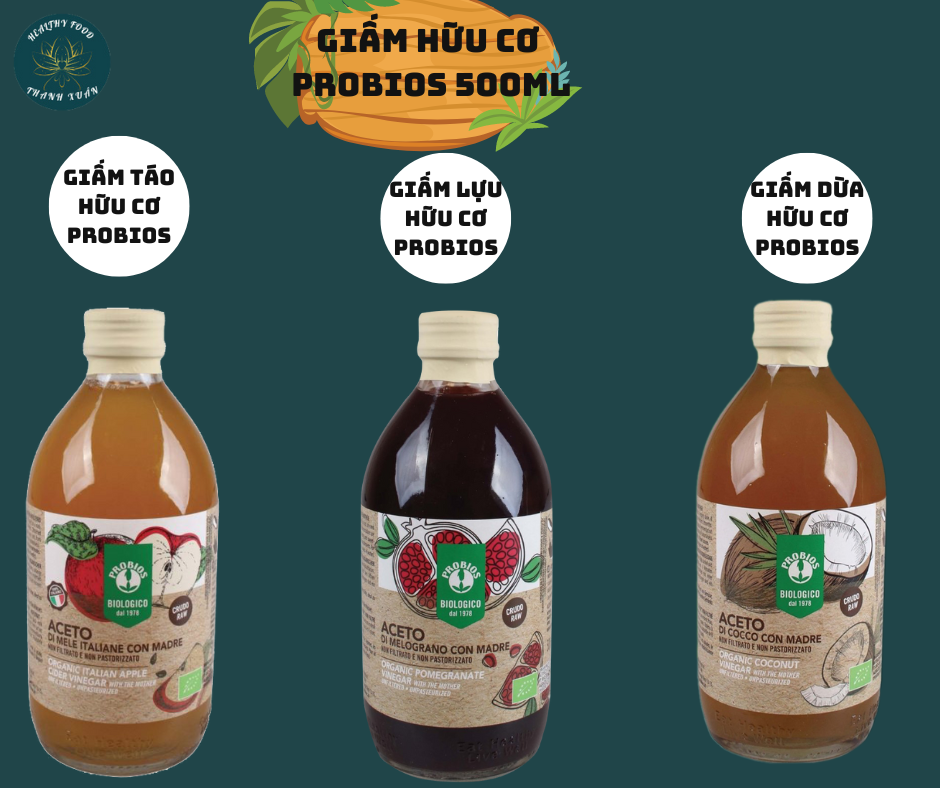Giấm Hữu Cơ Có Giấm Cái 500Ml Probios Organic Coconut Vinegar With The Mother