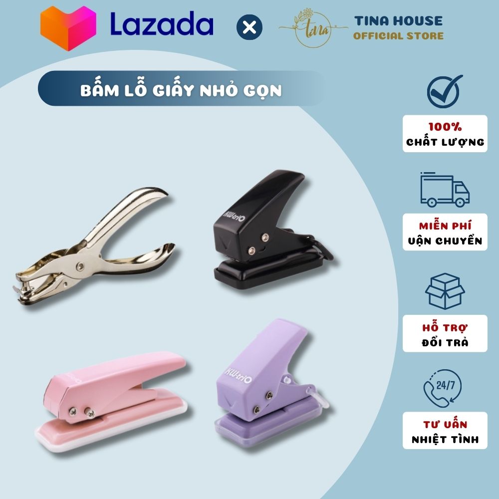 Bấm lỗ giấy sổ còng thủ công bullet & journal dụng cụ bấm lỗ, đục lỗ giấy inox làm sổ còng giấy refill