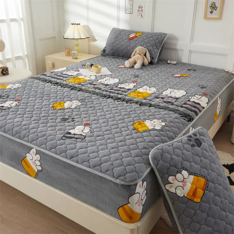 Ga giường và vỏ gối nỉ nhung sữa nhập khẩu cao cấp, bộ ga gối nỉ nhung bọc đệm chống tích điện công nghệ mới thoáng khí