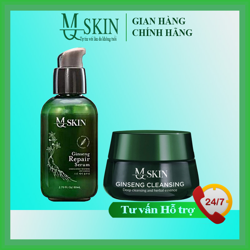 Combo serum thay da nhân sâm và bột rửa mặt tái tạo da nhân sâm mq skin