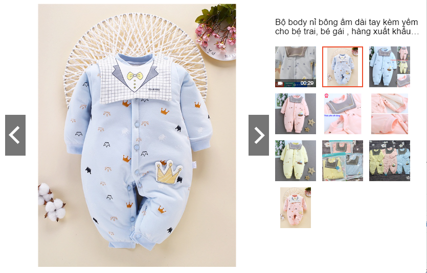 Bộ body nỉ bông ấm dài tay kèm yếm cho bé trai, bé gái