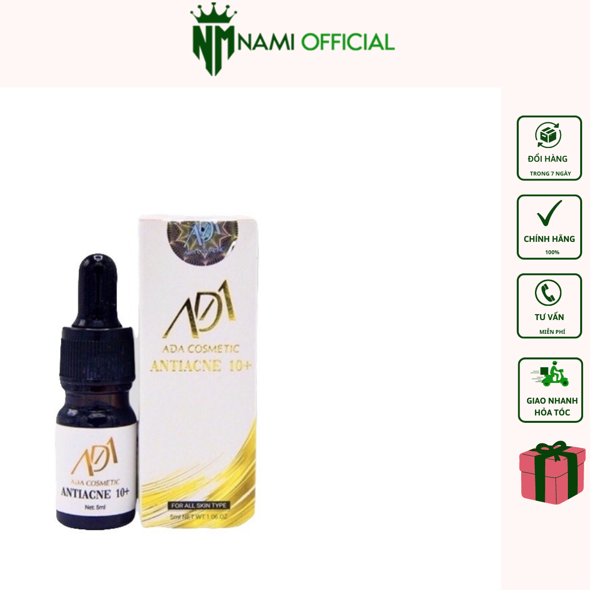 Serum mụn antiacne 10+ ada group hỗ trợ mụn viêm,mụn ẩn,mụn đầu đen,thanh lọc da