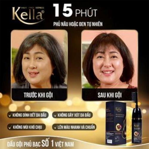 Dầu Gội Phủ Bạc kella Chiết Xuất Thảo Dược Màu Nâu Tự Nhiên