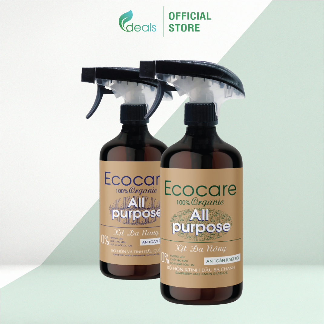 Xịt Chùi Rửa Diệt Khuẩn Đa Năng Hữu Cơ ECOCARE - Chai 500ml - Diệt khuẩn, khử mùi, hiệu quả mọi chất liệu