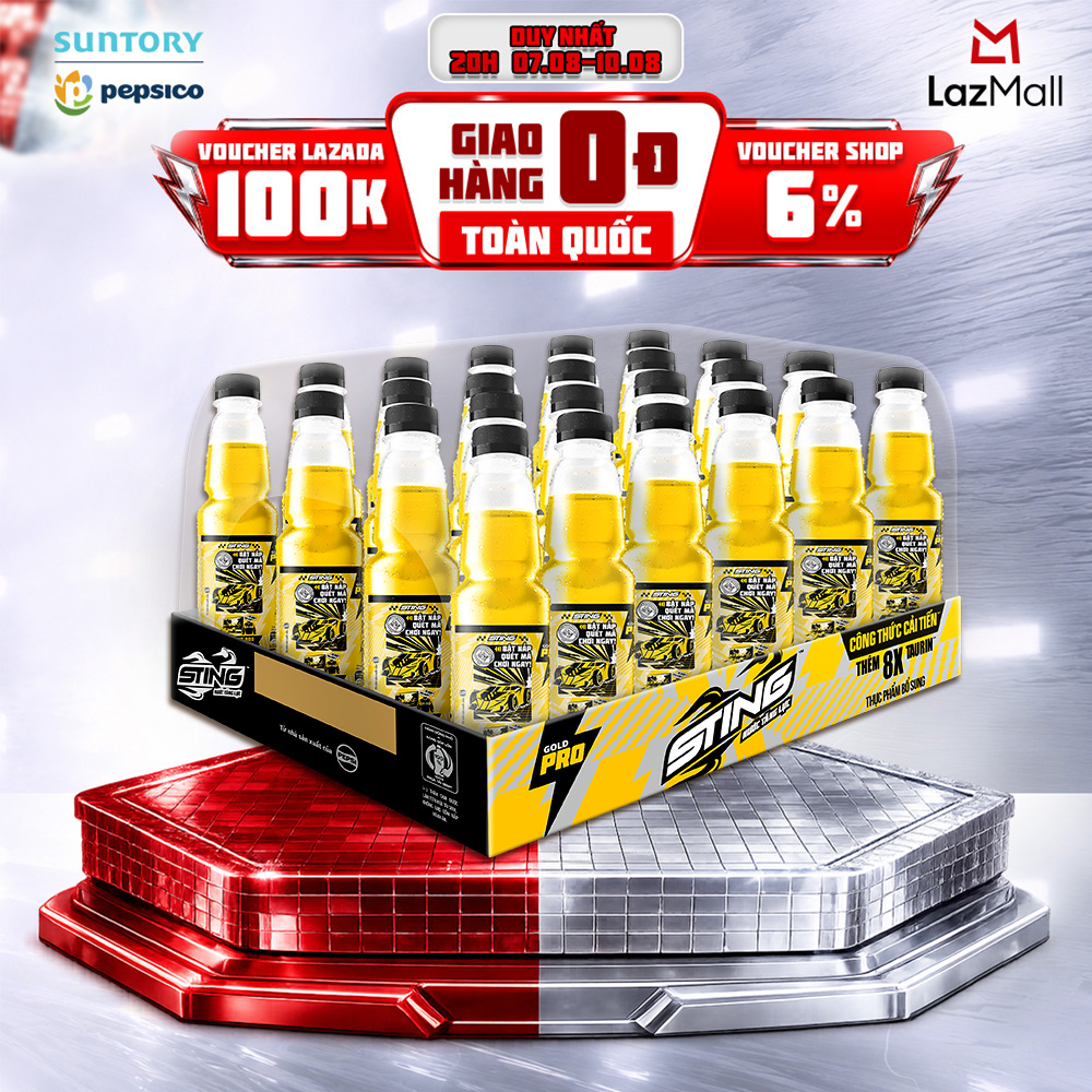 [SALE 8.8] Thùng 24 Chai Nước Tăng Lực Sting Vàng (330ml/chai)