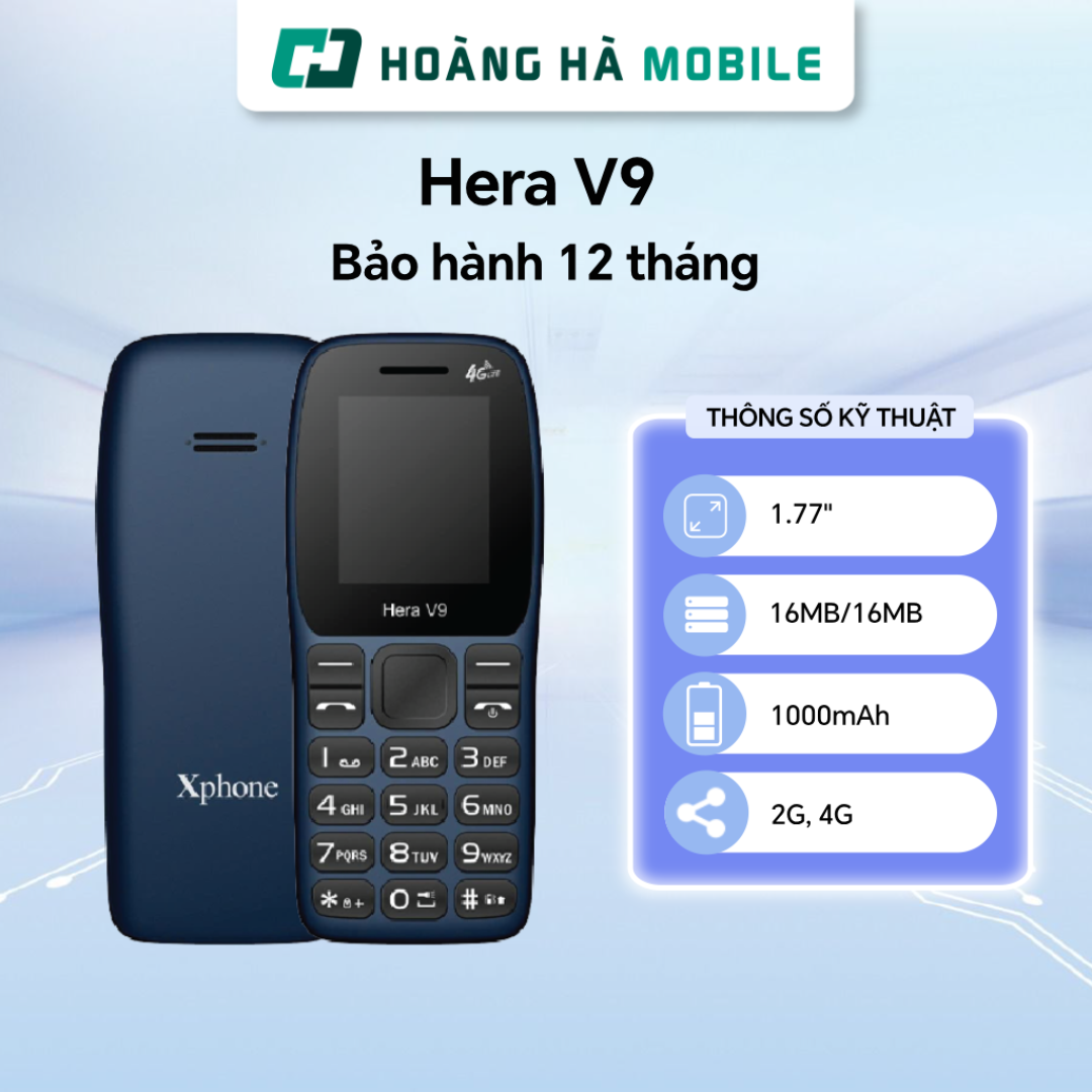  Điện thoại di động Hera V9 2G 4G   2 Nano SIM - Chính hãng  Dùng sim Viettel Vinaphone  