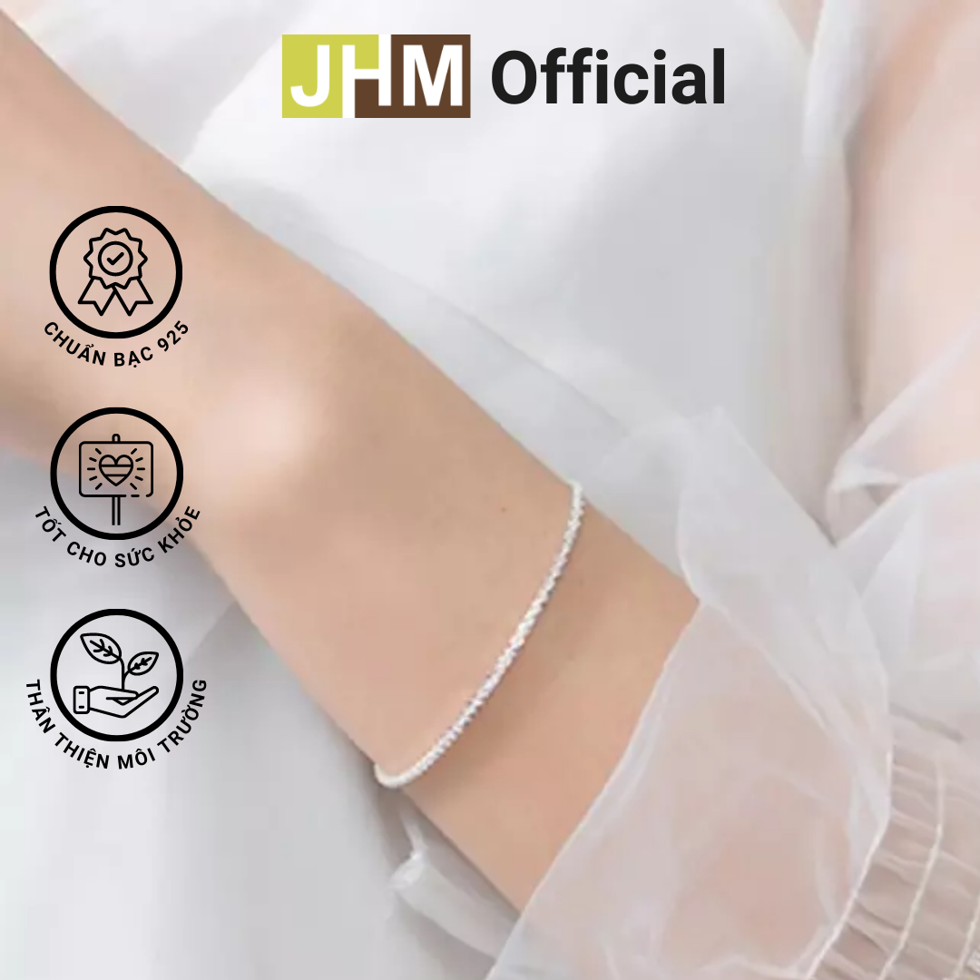Lắc tay bạc 925 lắc tay bạc cao cấp jhm lắc tay bạc trơn lấp lánh