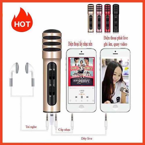 MIC THU ÂM LIVESTREAM MINI C7 3trong1 tặng kèm tai phone