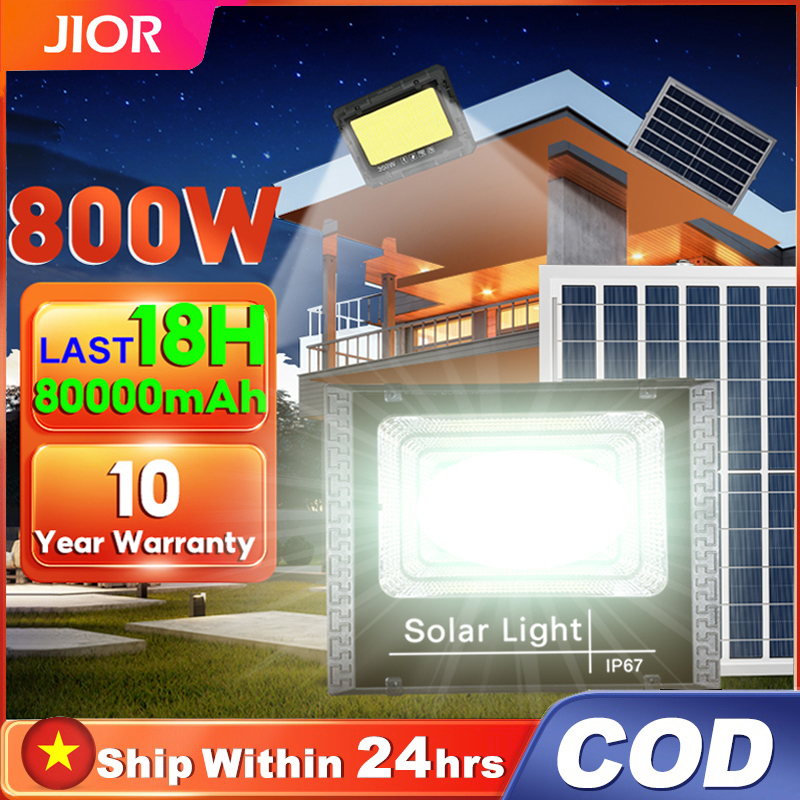 JIOR 1000W đeng năng lượng mặt trời 0 tiền điện đèn led năng lượng mặt trời IP67 chống thấm nước đèn năng lượng măt trời ngoài sân with remote control