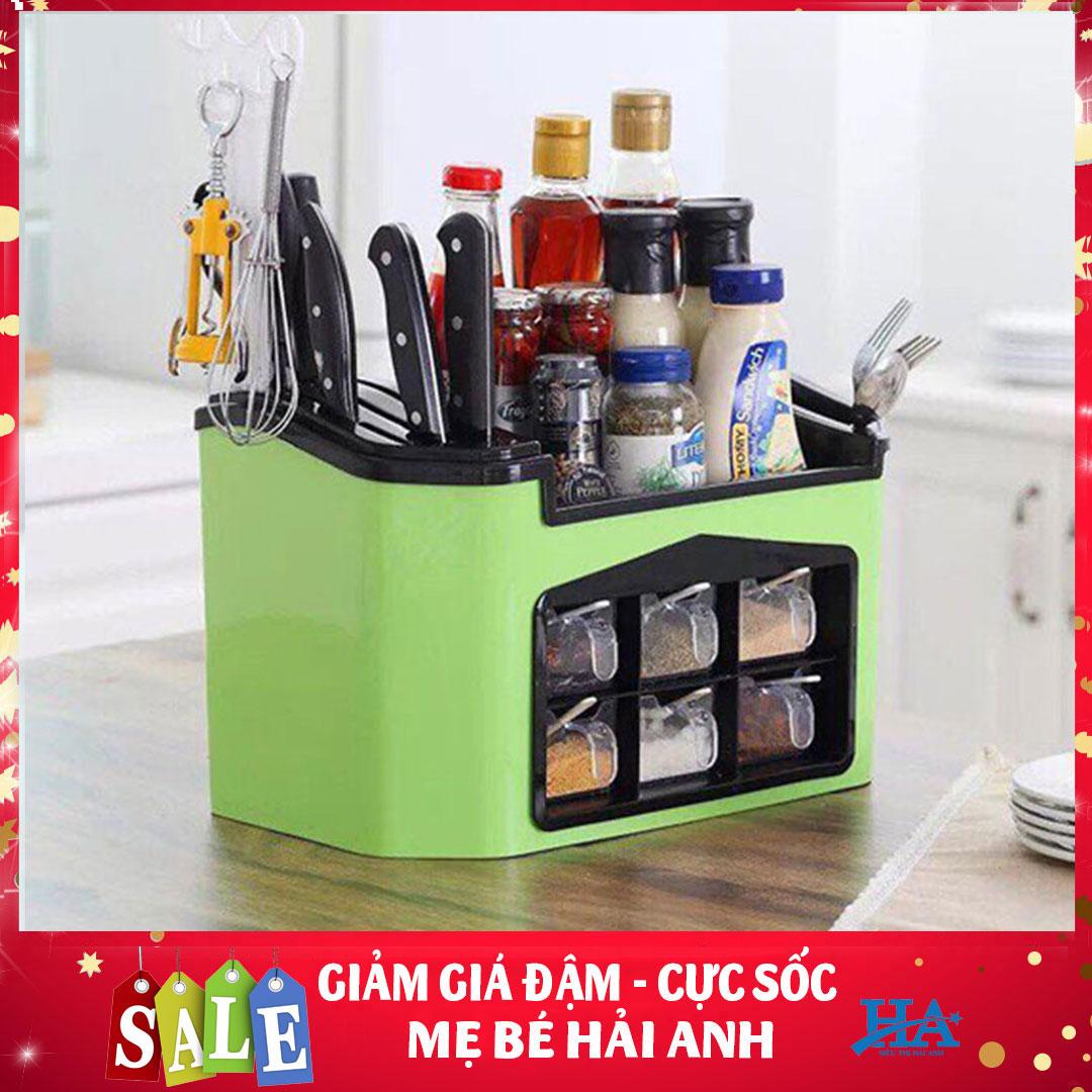 [XẢ HÀNG NGHỈ BÁN] Kệ đựng gia vị, kệ đựng gia vị nhà bếp nấu ăn tích hợp khay cắm dao kéo - GDHIEU73