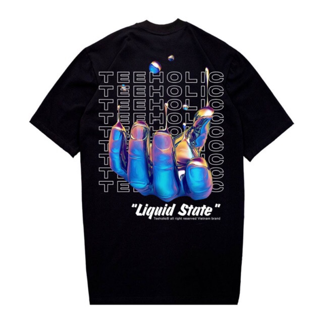 Teeholic áo thun unisex liquid state bàn tay màu đen