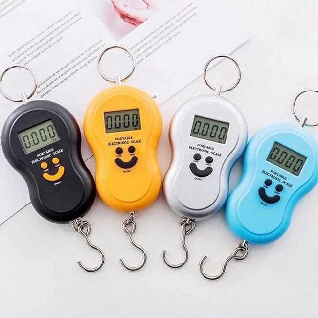 Cân điện tử cầm tay, cân đi chợ, cân điện tử mini bỏ túi, cân điện tử hành lý cầm tay, cân hình mặt cười 50kg.