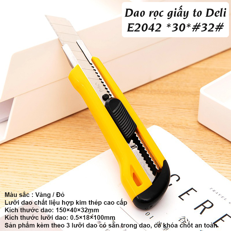 Dao rọc giấy deli cỡ lớn 8 lưỡi tách rời e2042