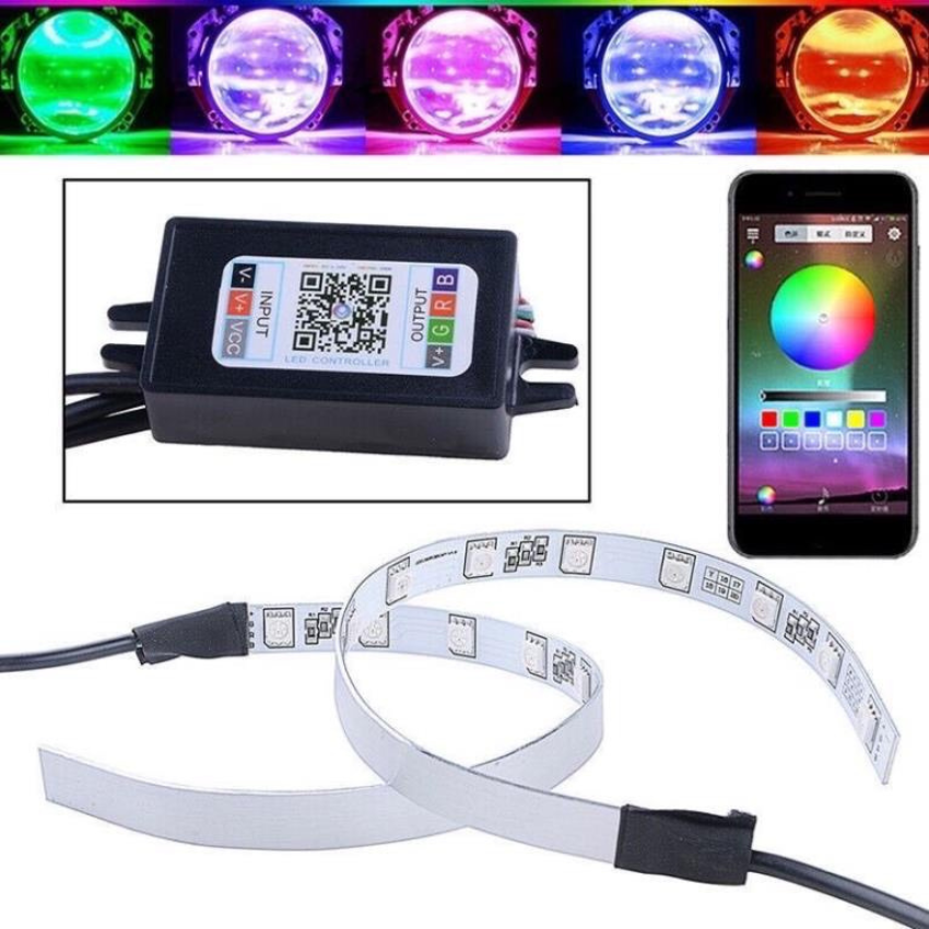 Vòng LED mắt quỷ lắp đèn bi cầu đổi màu chỉnh app qua điện thoại nhiều hiệu ứng thay đổi màu sắc