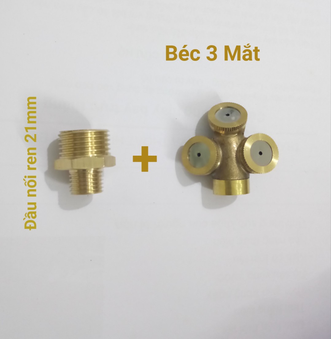 Bộ Béc Phun Sương 3 - 4 Mắt Và Đầu Nối Ren Ngoài 21mm Bằng Đồng