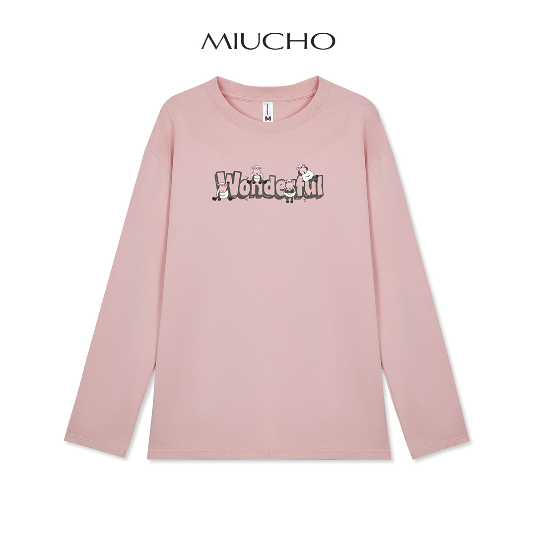 Áo tay dài nữ nhiều màu Miucho AD010 chất cotton co giãn in basic