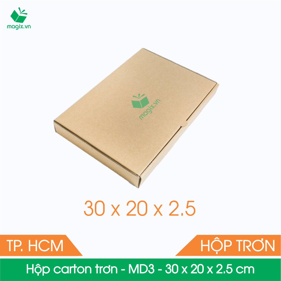 MD3 - 30x20x2,5 cm - 25 Thùng hộp carton trơn đóng hàng