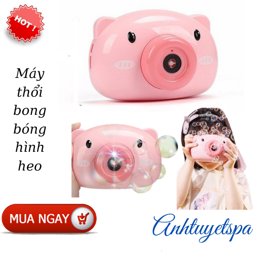 Máy Thổi Bong Bóng Hình Heo - Máy ảnh thổi bong bóng xà phòng đồ chơi tự động hình chú lợn xinh xắn dành cho bé