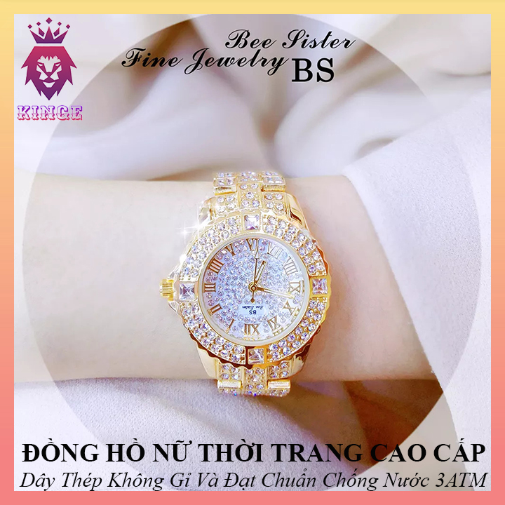Đồng hồ nữ bs bee sister dây thép đính đá cao cấp - dây thép không gỉ - đạt chuẩn chống nước 3atm