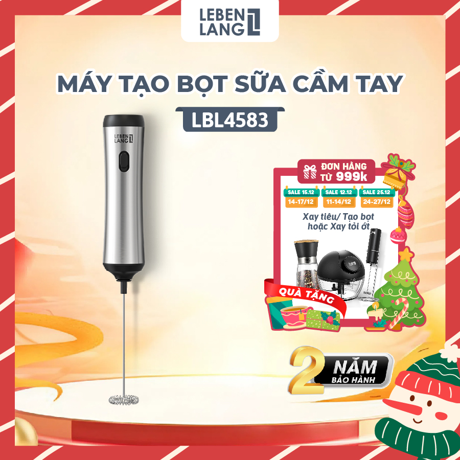 Máy đánh bọt cafe cầm tay Lebenlang LBL4583 sạc điện tiện lợi công suất 10W hàng chính hãng - bảo hành 2 năm