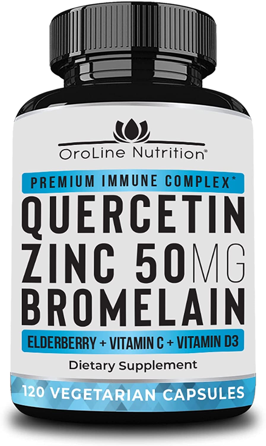 OroLine Nutrition Quercetin, Bromelain, Zinc, Vitamin C, Vitamin D3 & Elderberry 120 viên