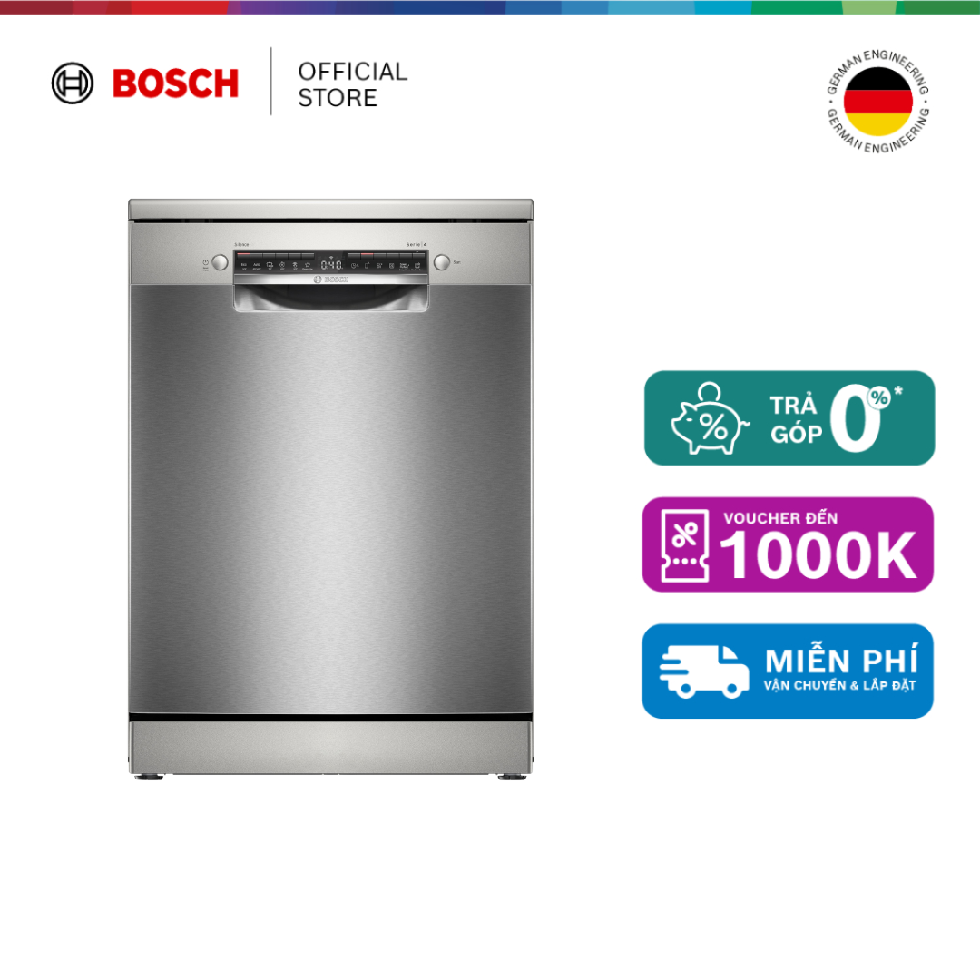 Máy Rửa Chén Độc Lập 14 Bộ Bosch SMS4HVI00E – Series 4 (60cm) – Hàng chính hãng