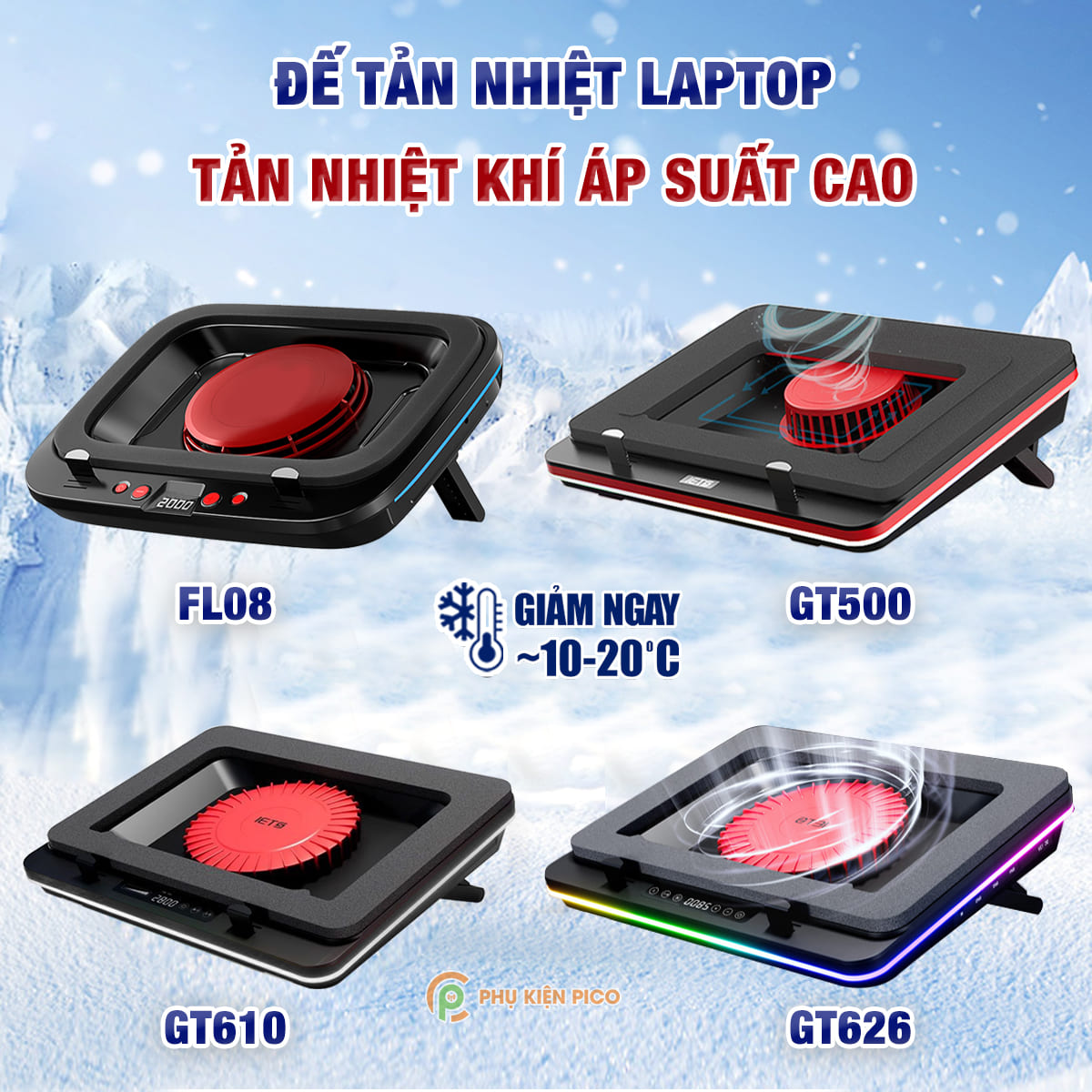 Quạt tản nhiệt laptop IETS GT500 GT610 GT626 FL08 - Giá đỡ surface book pro