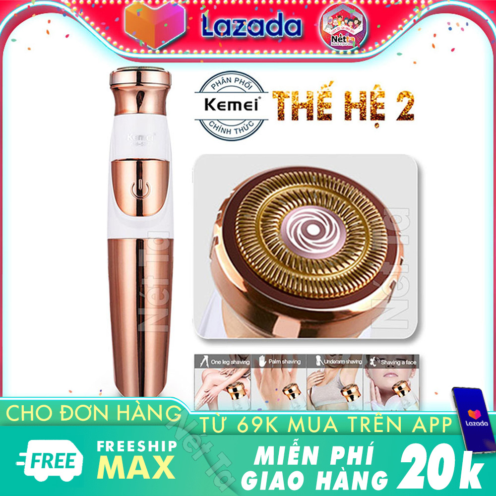 Máy cạo lông Kemei KM-577 chuyên dùng cạo lông toàn thân, lông mặt, lông tay chân, vùng bikini sử dụng pin AA tiện lợi