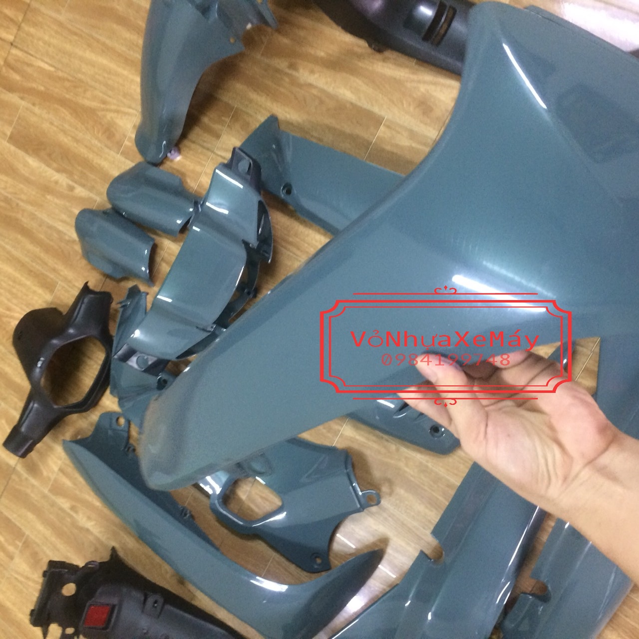 Bộ vỏ nhựa - Dàn áo  xe Wave thái 1 bóng / Wave ZX - alpha 110 -wave nhỏ đời 2002-2006 màu Xi MĂNG - nhựa trắng  nguyên sinh ABS