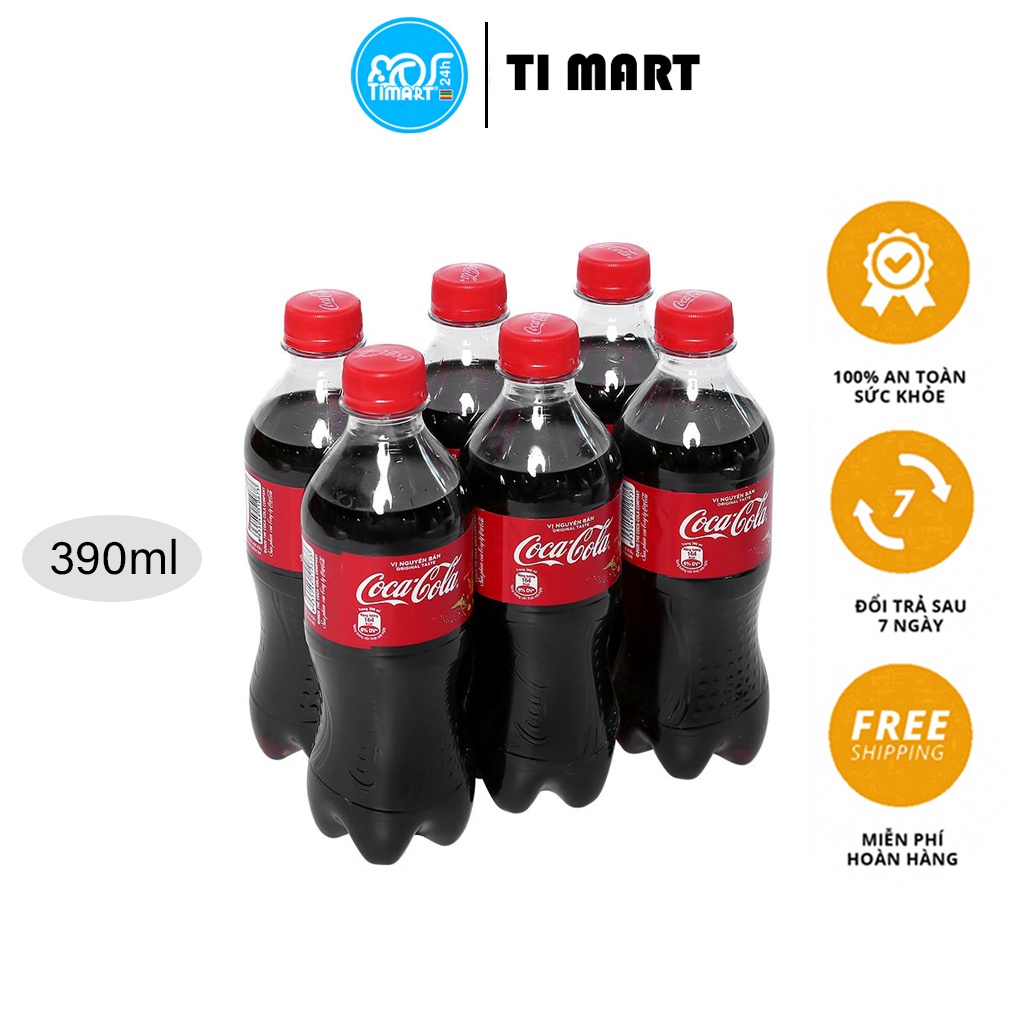 [TI MART] Lốc 6 chai nước ngọt Coca Cola 390ml