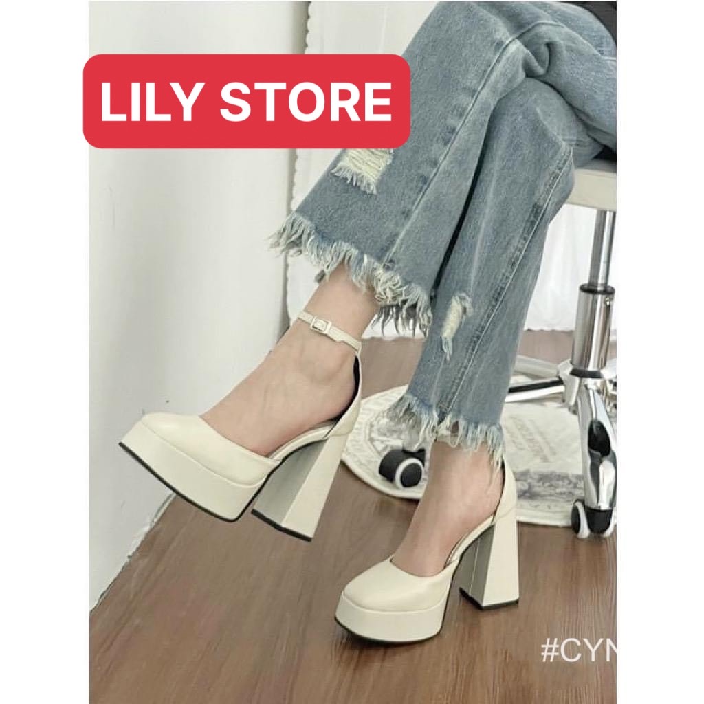 Giày sandal bít mũi bít gót da mêm cao 12cm sang chảnh