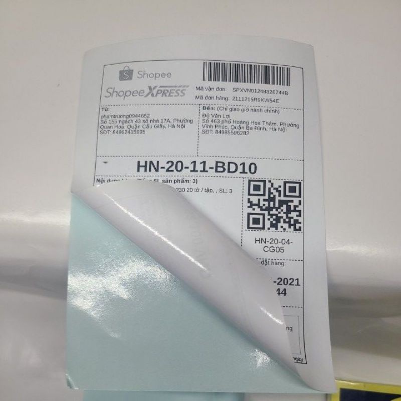 Giấy Decal Xanh A6 100 Tờ / Tập - Đề Can A6 Đế Xanh Bóc Dính - Giấy In Đơn Hàng Bóc Dính A6