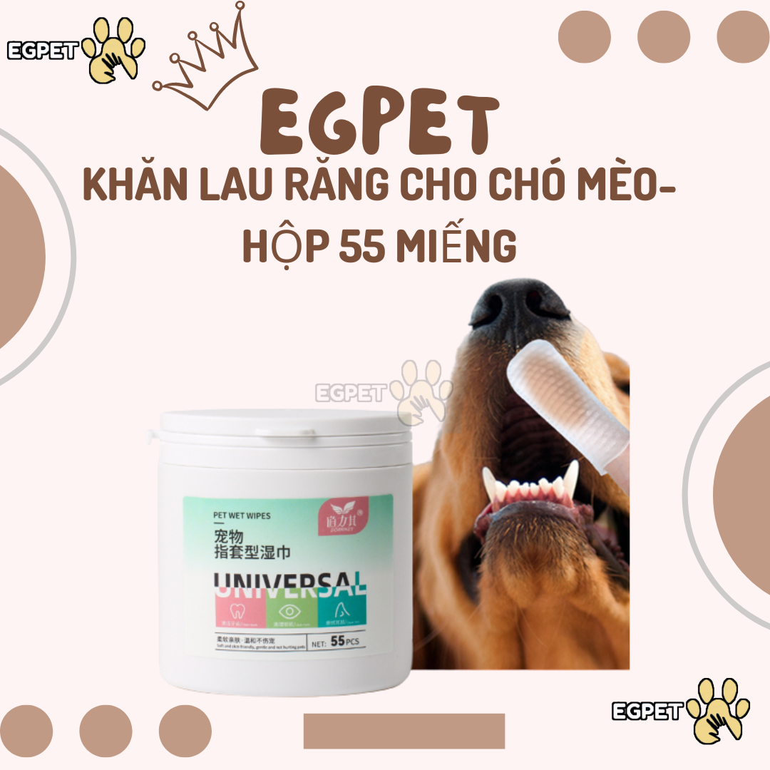 Khăn Lau Răng Cho Chó Mèo, Vệ Sinh Răng Miệng Cho Thú Cưng Chiết Xuất Lô Hội Khử Mùi Sạch Răng Thơm Tho