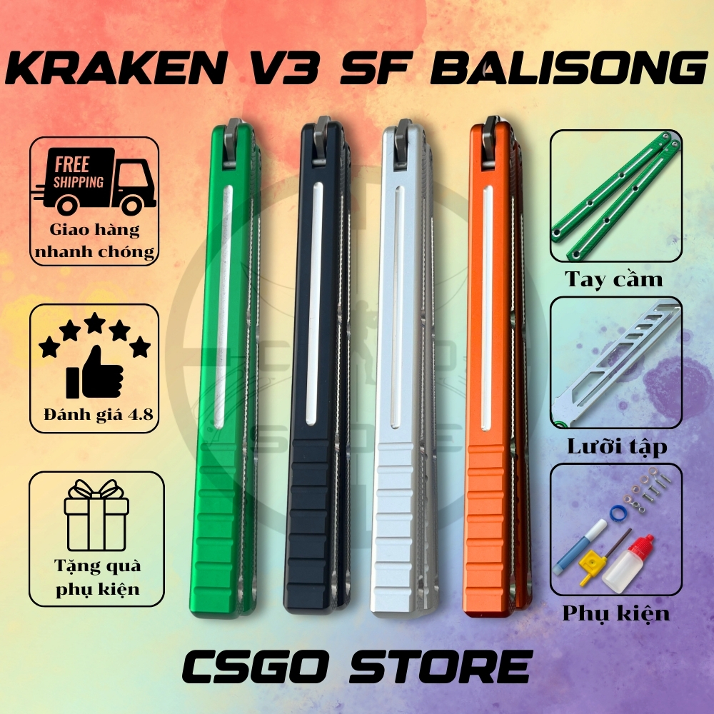 Kraken V3 SF Dụng cụ tập tay cán nhôm 6061 và túi đựng balisong tại Csgo Store