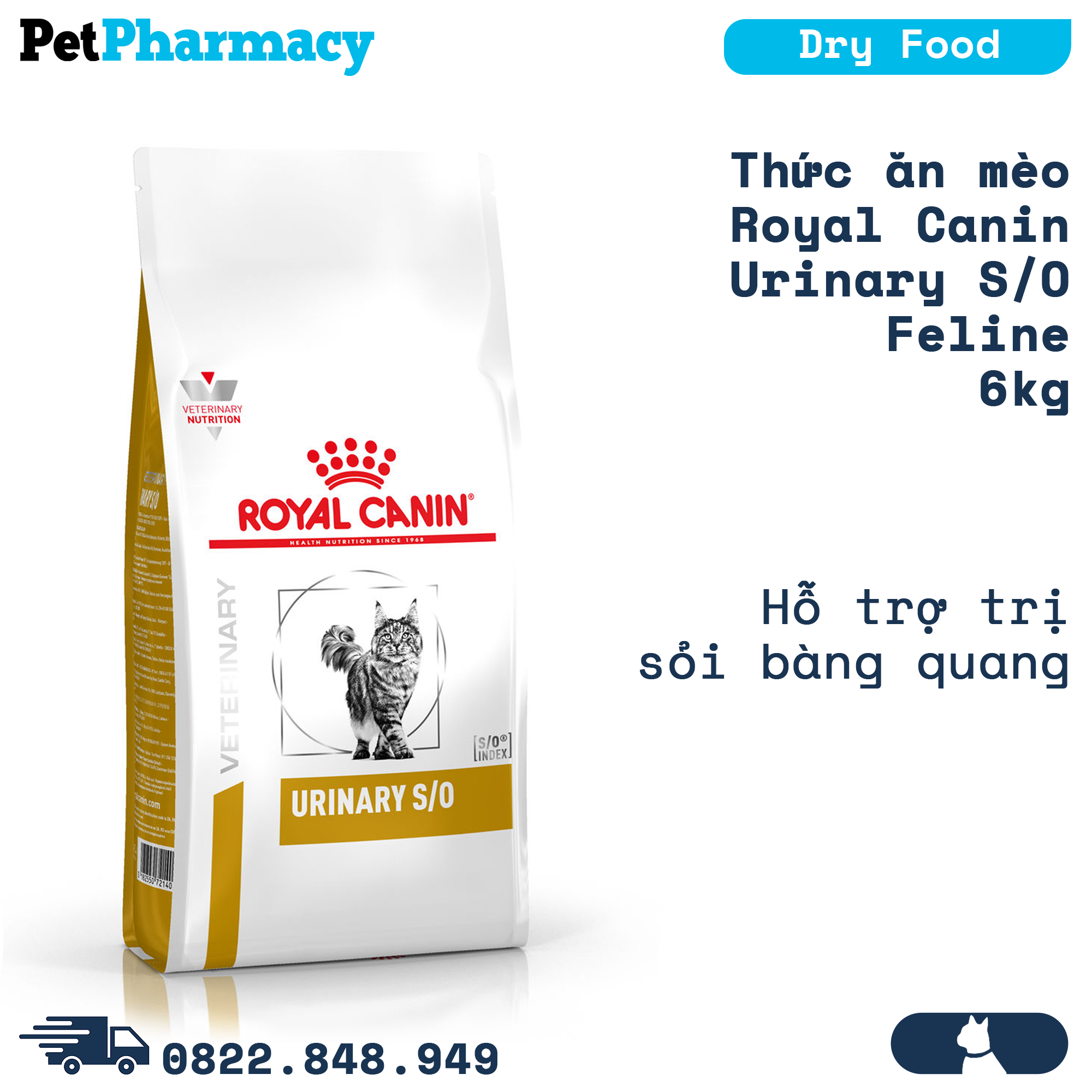 [HCM]Thức ăn mèo Royal Canin Urinary S/O Feline 6kg - Hỗ trợ trị sỏi bàng quang Petpharmacy
