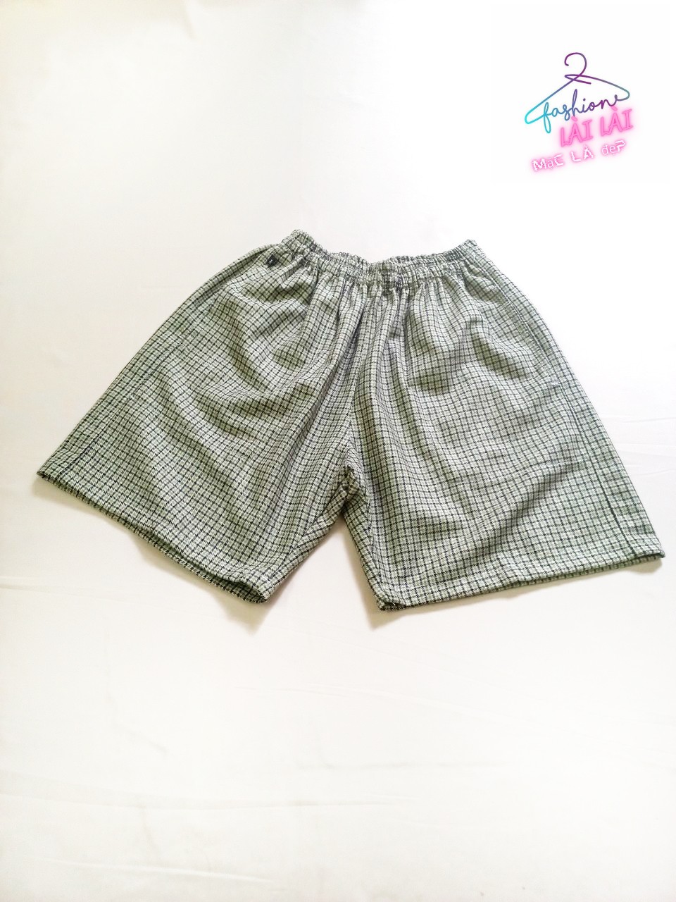 Quần Short Caro Cotton Nam Màu Xanh Rêu