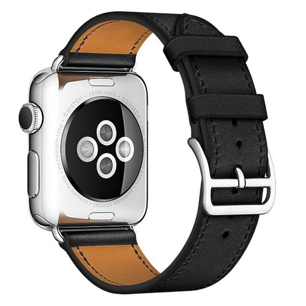 Dây đeo Apple Watch, Dây da H.E.R.M.E.S Black 42mm