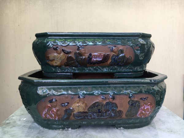 Chậu cảnh Bát Tiên men xanh ngọc giả cổ CB-A3