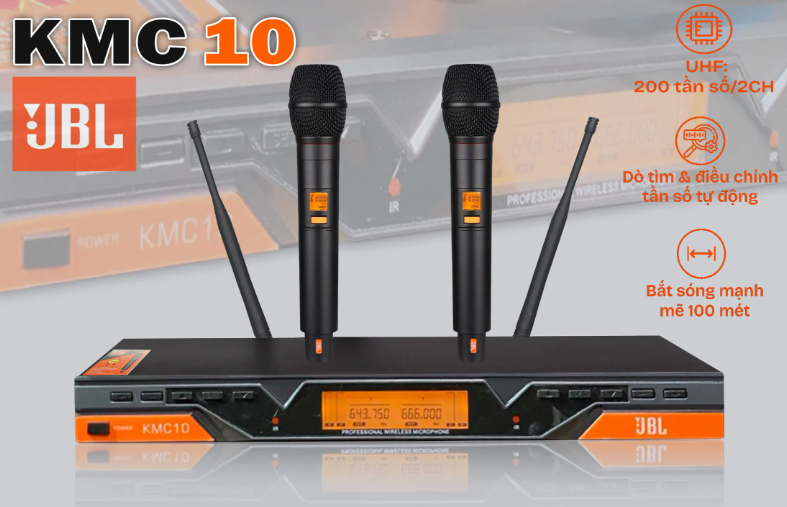 Bản mới nâng cấp 2024 ) micro không dây jbl kmc10 -micro chất ấm sáng , sạch sẽ , hỗ trợ người hát, micro sóng uhf ổn định sóng xa hát nhẹ , sét tần số .sử dụng cho karaoke gia đình sân khấu, hội trường