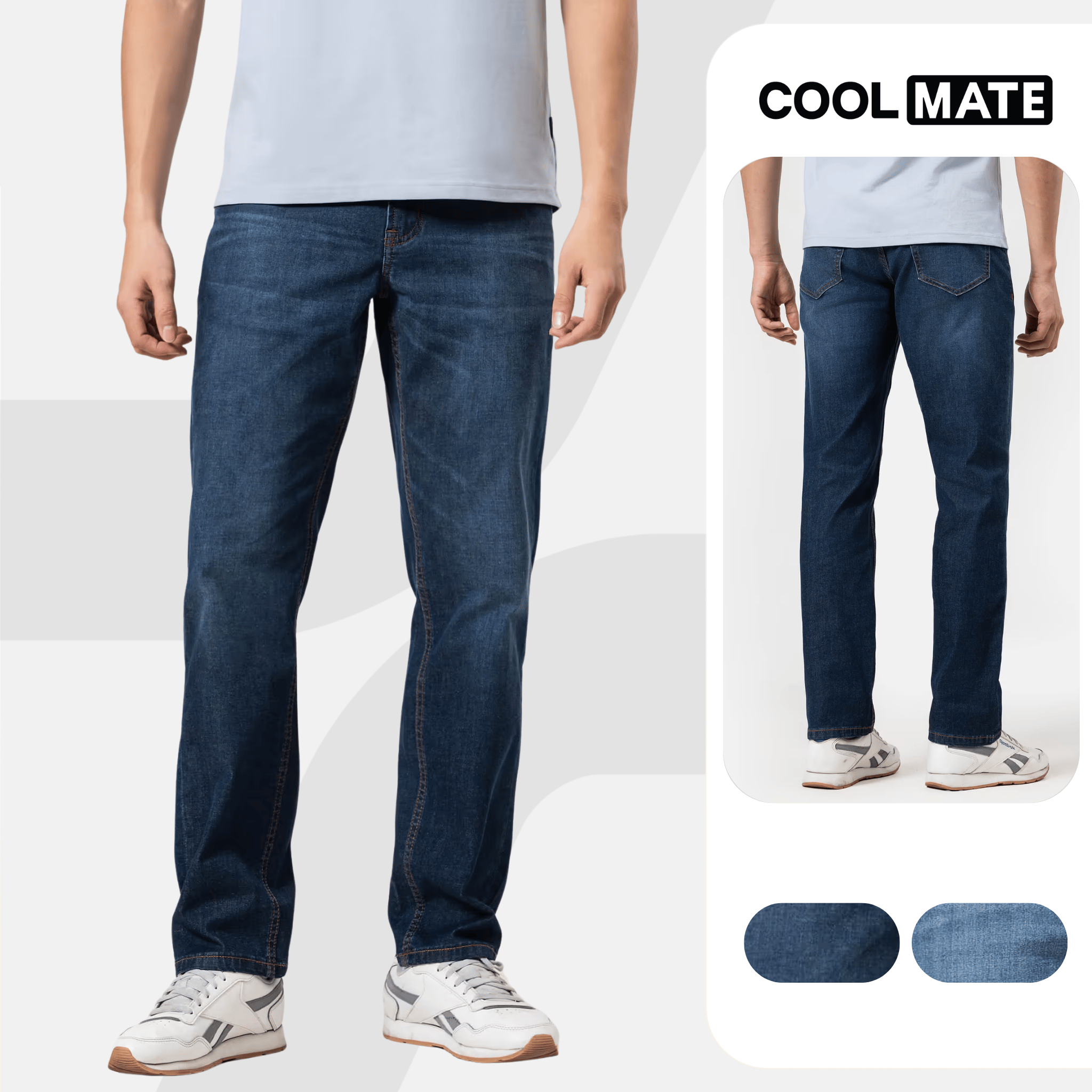 Quần Jeans Nam ống suông dáng straight siêu nhẹ, mềm mại, thoải mái, Quần bò mặc Tết Coolmate