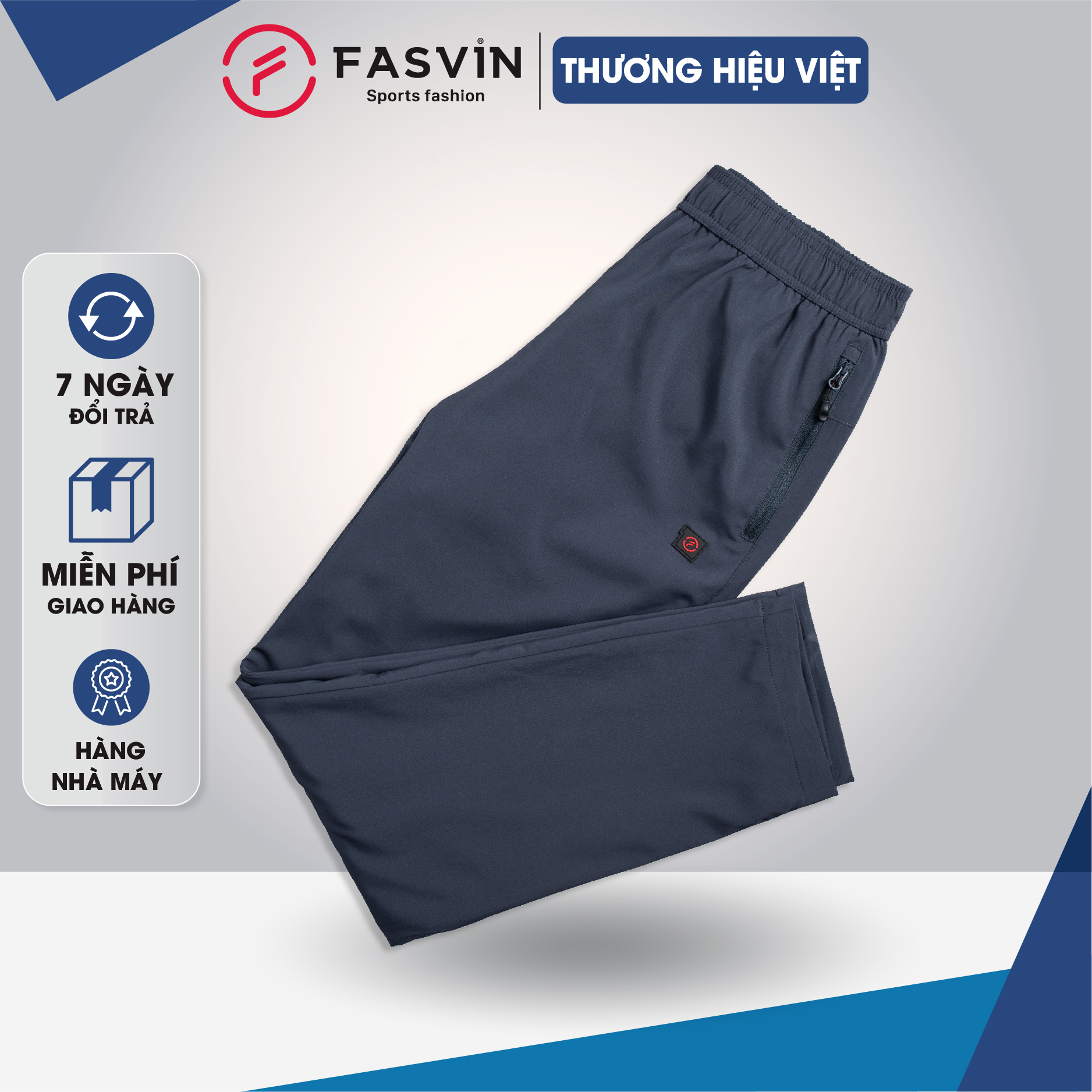 Quần gió nam 2 lớp FASVIN QBC22540.HN ống suông lót lưới hàng cao cấp chính hãng