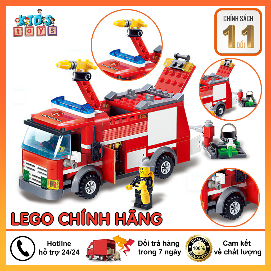 Đồ chơi lego, Lego city Xe cứu hỏa, Xe cảnh sát, Xe xây dựng, Tặng kèm sách hướng dẫn lắp ráp, Lego swat chất liệu nhựa ABS an toàn cho bé